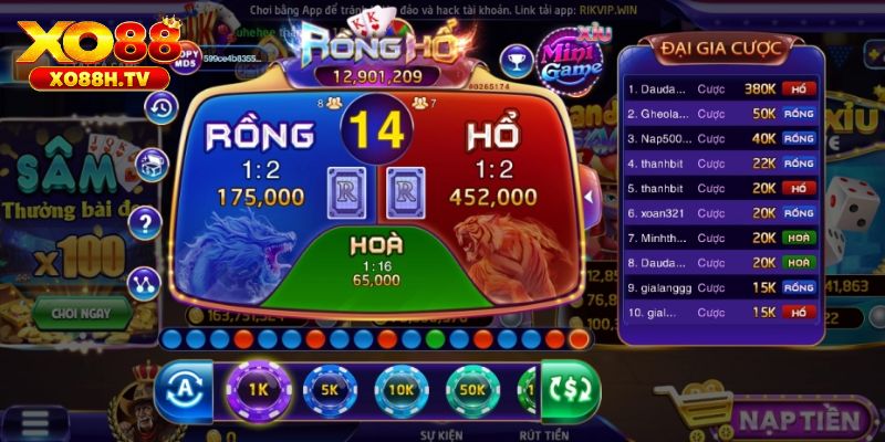 Rồng Hổ - Cực Phẩm Game Bài Không Thể Bỏ Lỡ Tại Xo88 2 Hướng dẫn luật chơi